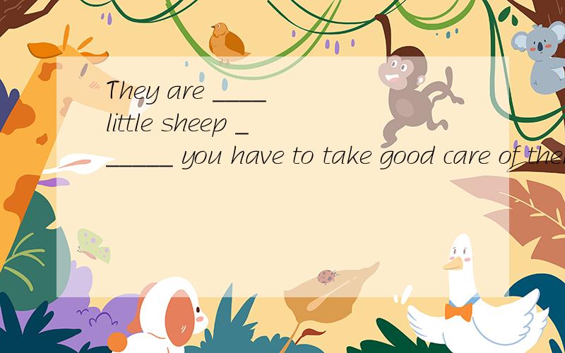 They are ____ little sheep ______ you have to take good care of them.A.so;that B.very;that C.such;that D.too;to请说明原因,