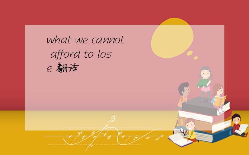 what we cannot afford to lose 翻译