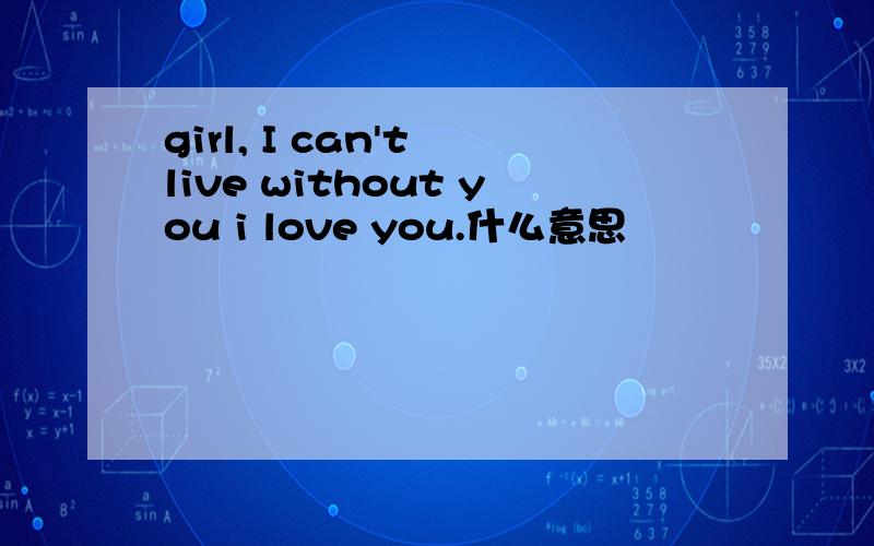 girl, I can't live without you i love you.什么意思