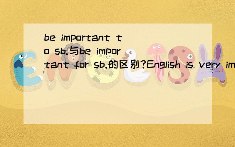 be important to sb.与be important for sb.的区别?English is very important___us.A.for B.to
