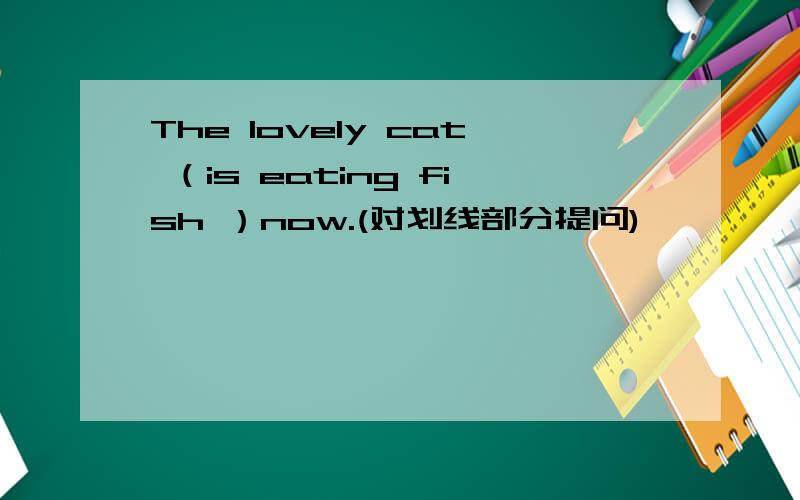 The lovely cat （is eating fish ）now.(对划线部分提问)