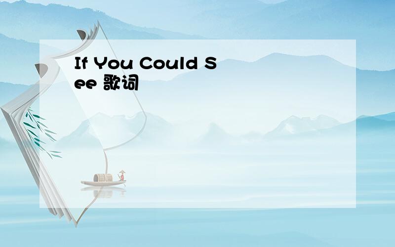 If You Could See 歌词