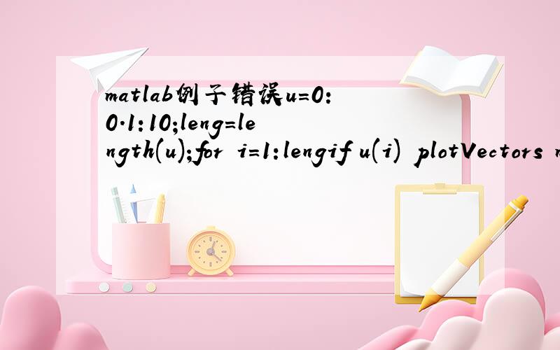 matlab例子错误u=0:0.1:10;leng=length(u);for i=1:lengif u(i) plotVectors must be the same lengths.