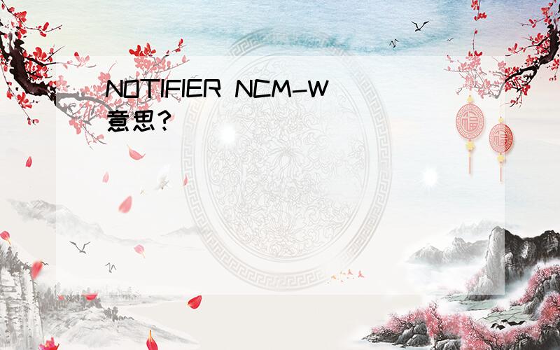 NOTIFIER NCM-W意思?