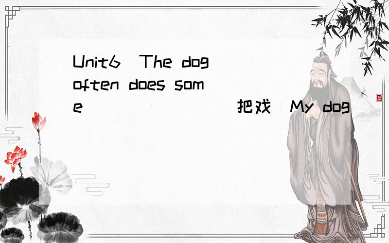 Unit6）The dog often does some _______（把戏）My dog ________（寻找）when I hideDon't ________(吓唬）my cat because it is shyHe _________(刷)his teeth three times a dayLook at the ________(羽毛)of my parrot .they are very nice A baby p