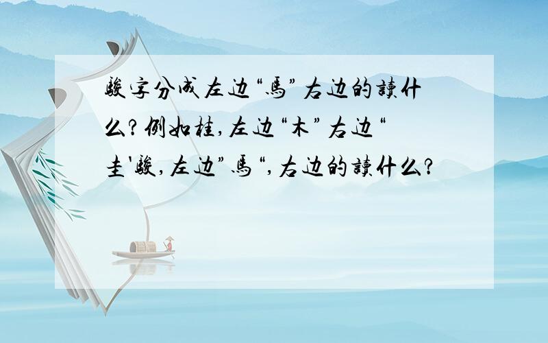 骏字分成左边“马”右边的读什么?例如桂,左边“木”右边“圭'骏,左边”马“,右边的读什么?