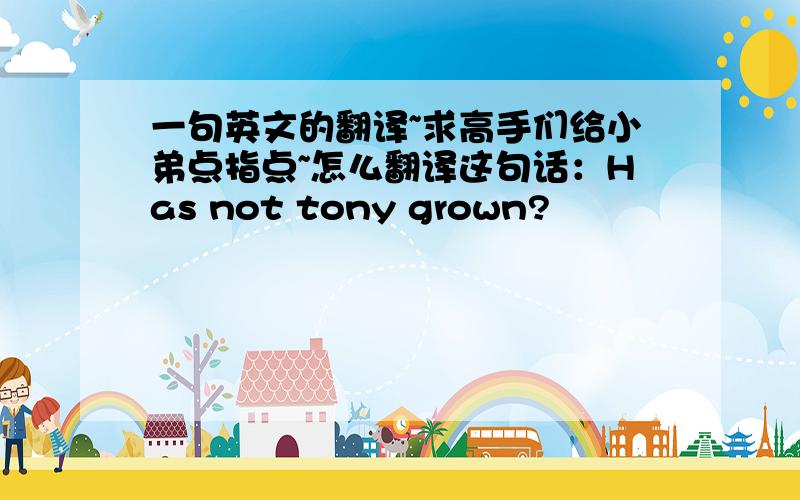 一句英文的翻译~求高手们给小弟点指点~怎么翻译这句话：Has not tony grown?