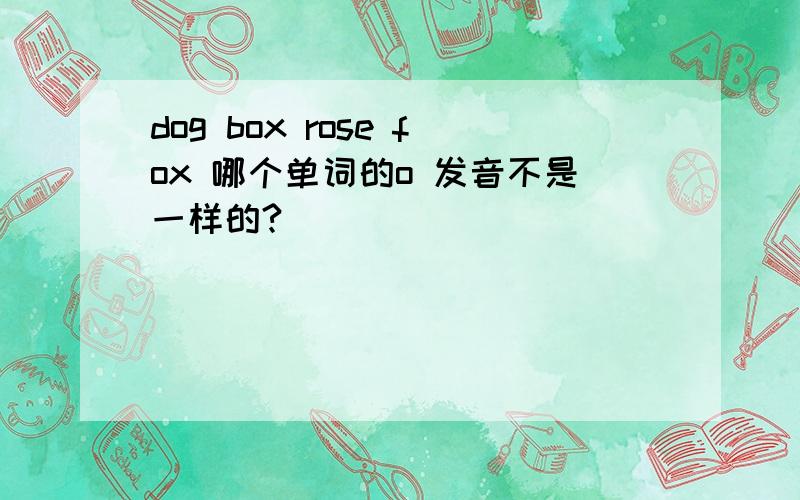 dog box rose fox 哪个单词的o 发音不是一样的?