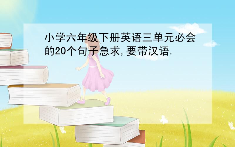 小学六年级下册英语三单元必会的20个句子急求,要带汉语.