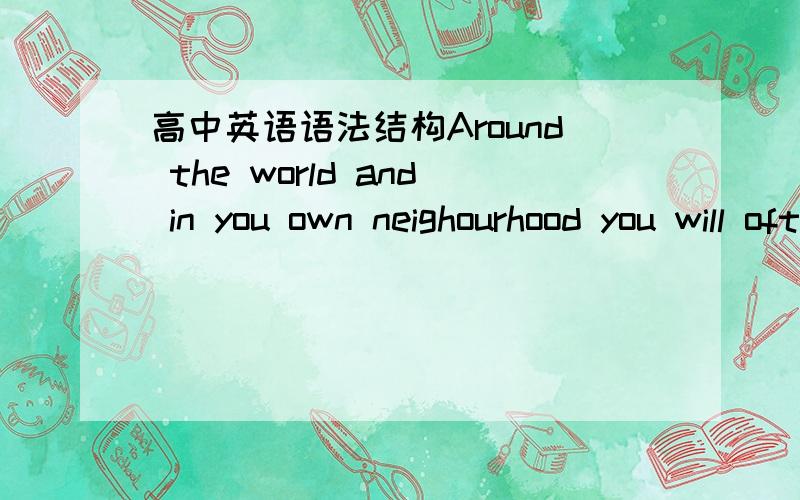 高中英语语法结构Around the world and in you own neighourhood you will often find people___(say),