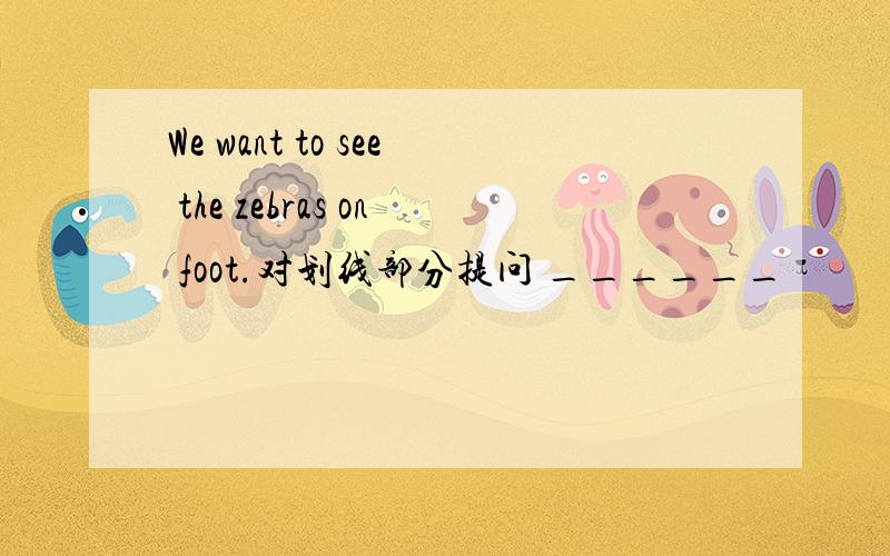 We want to see the zebras on foot.对划线部分提问 ______