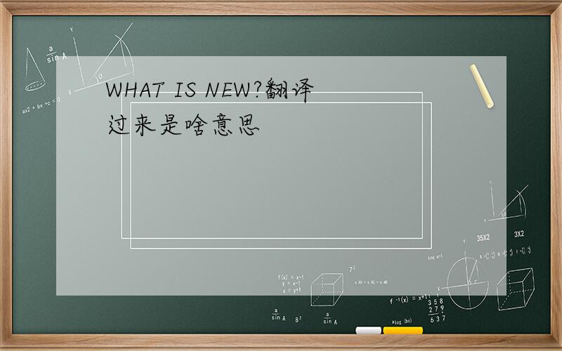 WHAT IS NEW?翻译过来是啥意思