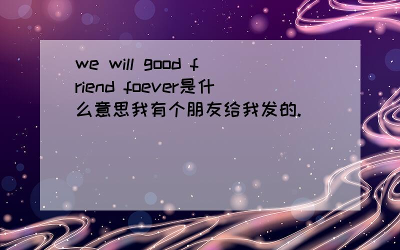 we will good friend foever是什么意思我有个朋友给我发的.