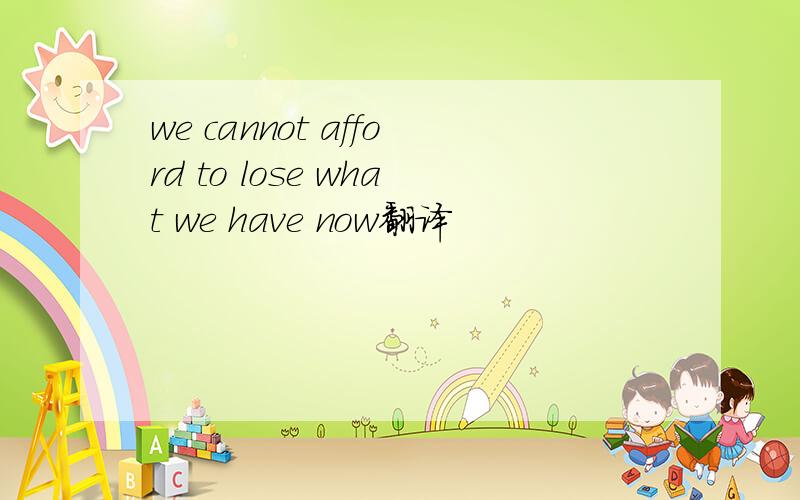 we cannot afford to lose what we have now翻译