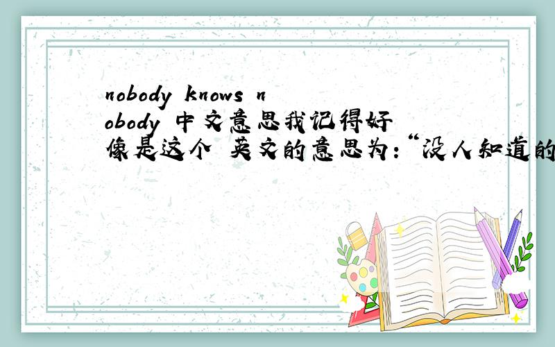 nobody knows nobody 中文意思我记得好像是这个 英文的意思为：“没人知道的小人物”?
