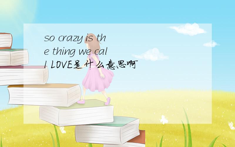 so crazy is the thing we call LOVE是什么意思啊
