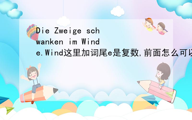 Die Zweige schwanken im Winde.Wind这里加词尾e是复数,前面怎么可以用im?应该是in der Winde吧?