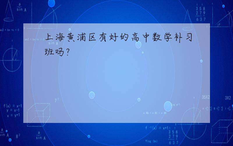 上海黄浦区有好的高中数学补习班吗?