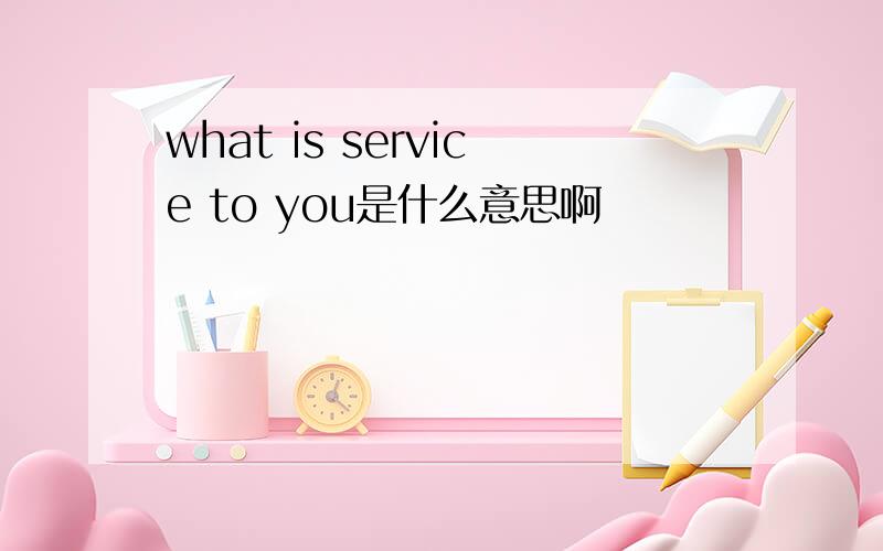 what is service to you是什么意思啊