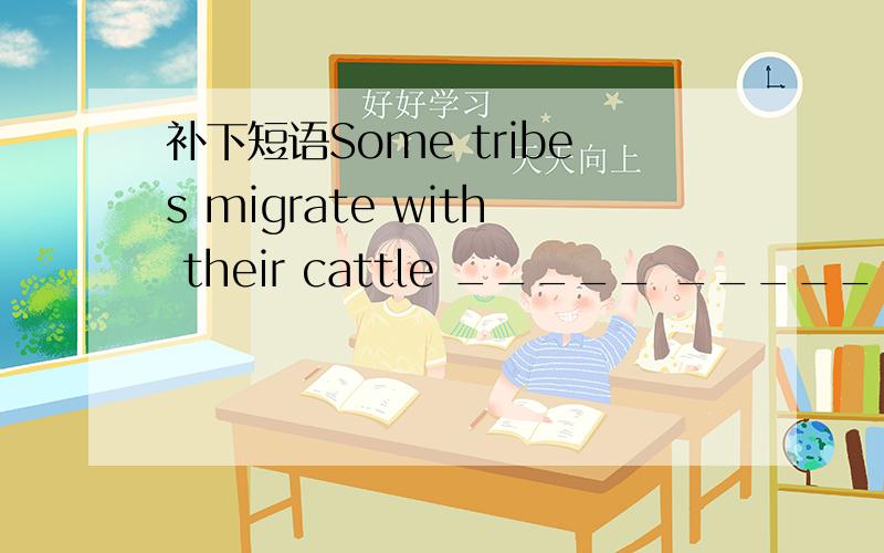 补下短语Some tribes migrate with their cattle _____ _____ _____fresh grass