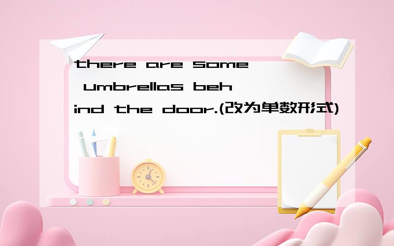 there are some umbrellas behind the door.(改为单数形式)