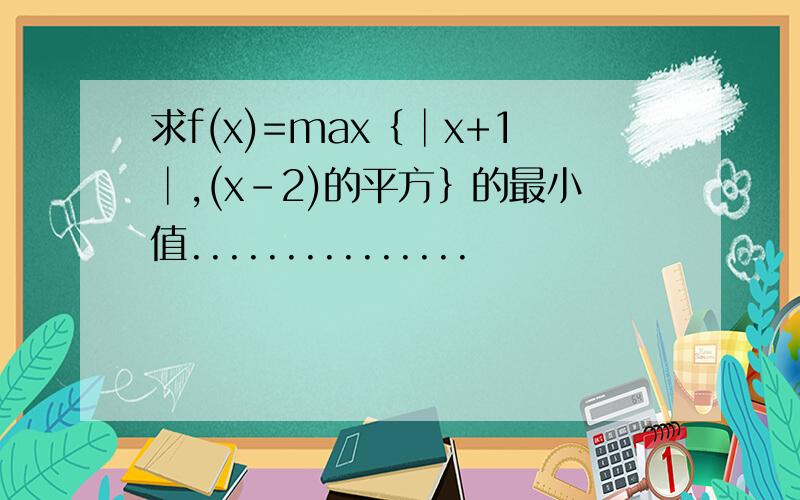 求f(x)=max｛│x+1│,(x-2)的平方｝的最小值...............