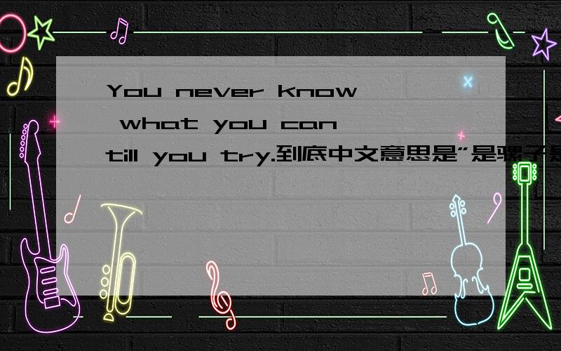 You never know what you can till you try.到底中文意思是”是骡子是马拉出来遛遛”还是”不去尝试你怎么知道自己能做什么”?