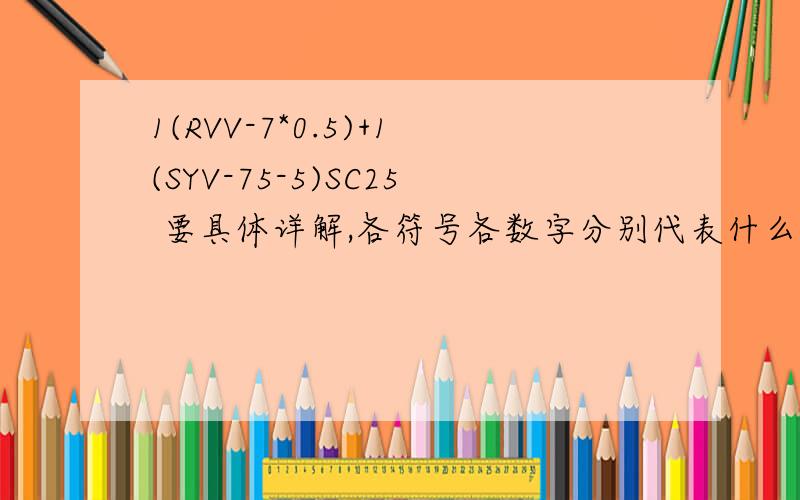 1(RVV-7*0.5)+1(SYV-75-5)SC25 要具体详解,各符号各数字分别代表什么