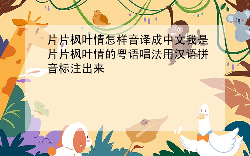 片片枫叶情怎样音译成中文我是片片枫叶情的粤语唱法用汉语拼音标注出来