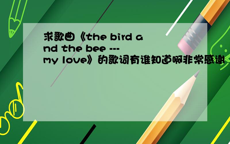 求歌曲《the bird and the bee ---my love》的歌词有谁知道啊非常感谢