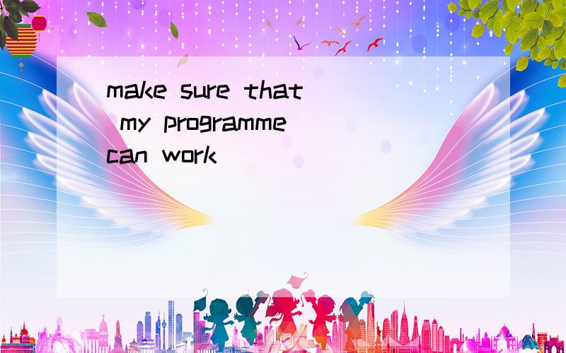 make sure that my programme can work