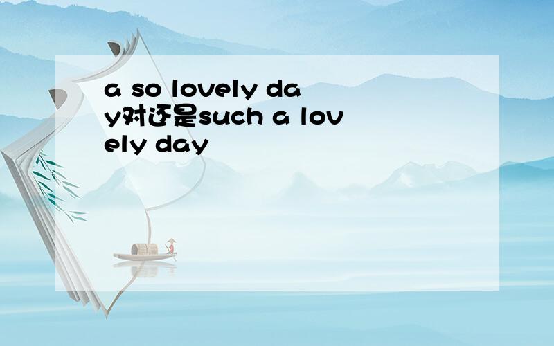 a so lovely day对还是such a lovely day
