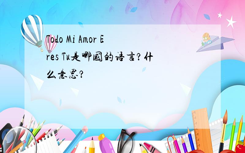 Todo Mi Amor Eres Tu是哪国的语言?什么意思?