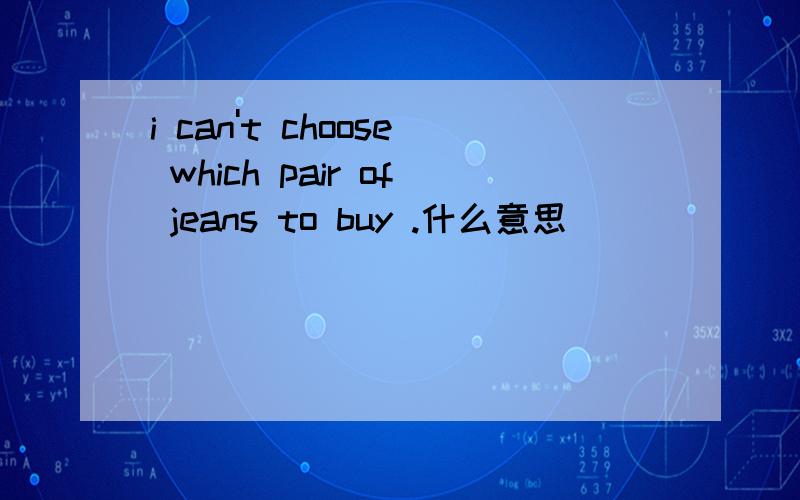 i can't choose which pair of jeans to buy .什么意思
