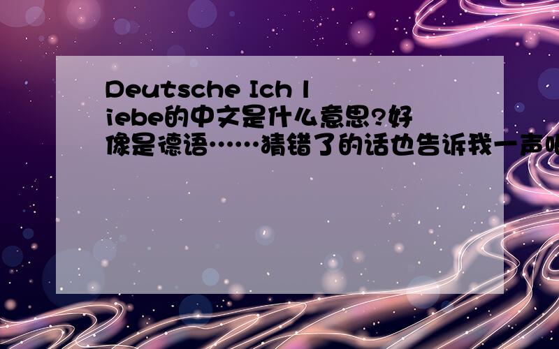 Deutsche Ich liebe的中文是什么意思?好像是德语……猜错了的话也告诉我一声吧谢谢