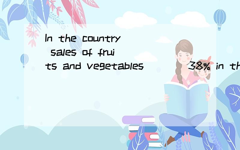 In the country sales of fruits and vegetables____38% in the last three yearsA,have rise by B,have rised to C,has lifted on D,has got into为什么不选C选A?