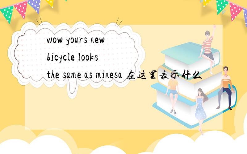 wow yours new bicycle looks the same as minesa 在这里表示什么