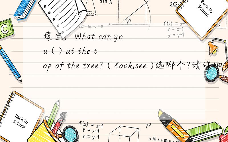 填空：What can you ( ) at the top of the tree? ( look,see )选哪个?请详细说明.