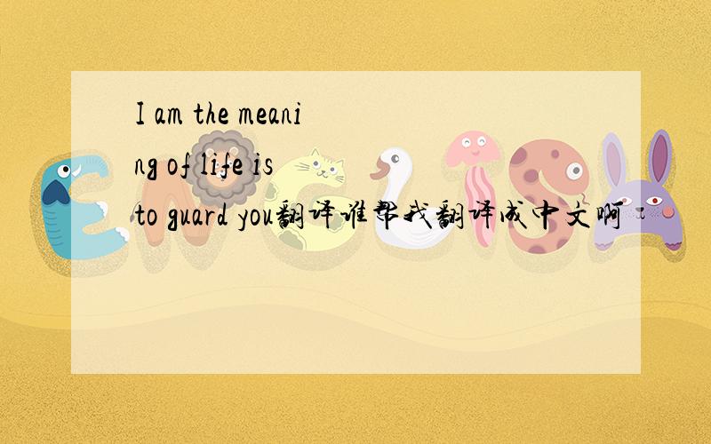 I am the meaning of life is to guard you翻译谁帮我翻译成中文啊