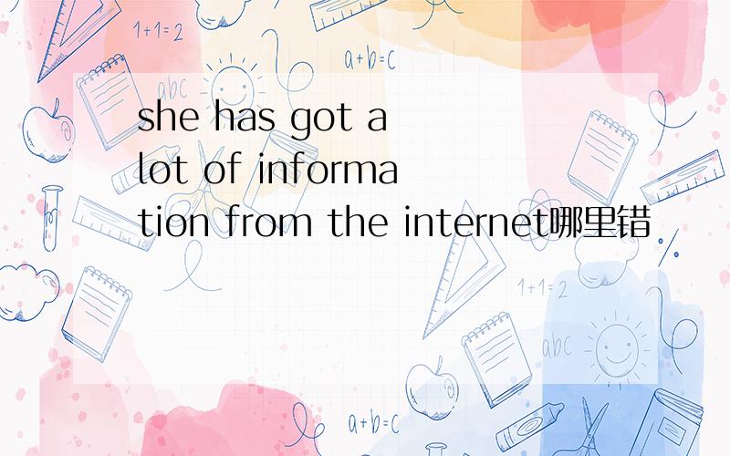 she has got a lot of information from the internet哪里错