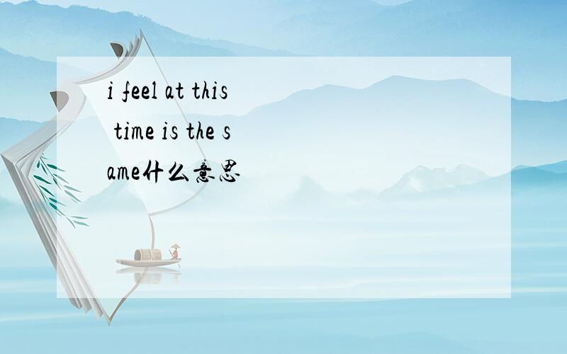 i feel at this time is the same什么意思