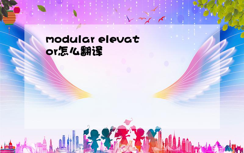 modular elevator怎么翻译