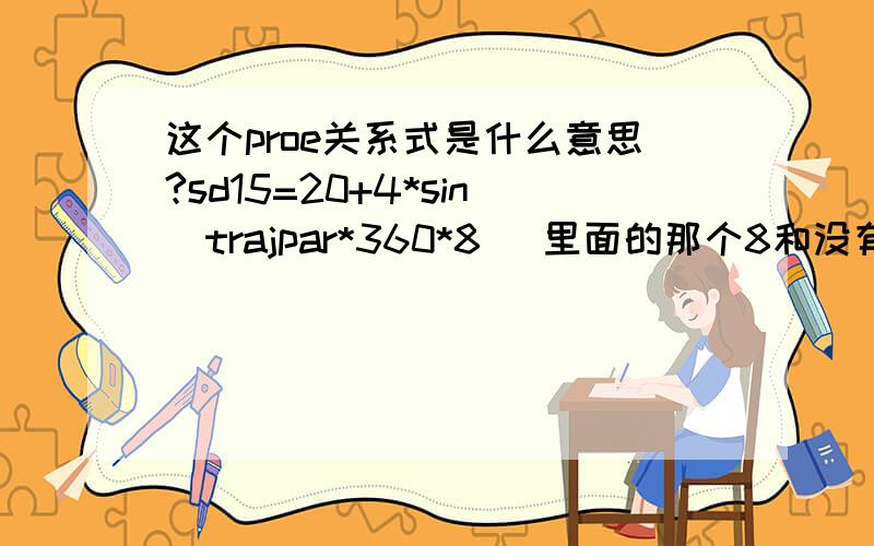 这个proe关系式是什么意思?sd15=20+4*sin(trajpar*360*8) 里面的那个8和没有8对图形有什么影响?