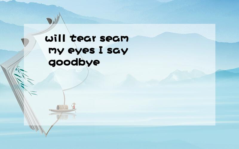 will tear seam my eyes I say goodbye