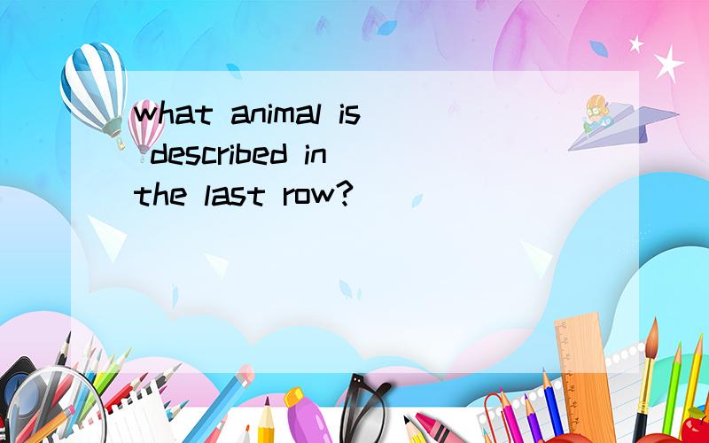 what animal is described in the last row?
