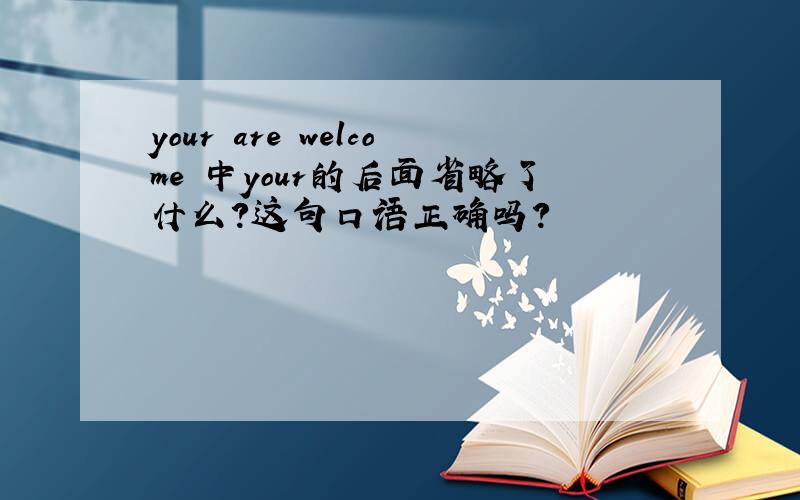 your are welcome 中your的后面省略了什么?这句口语正确吗?
