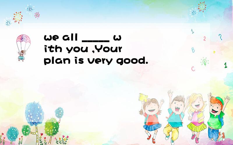 we all _____ with you ,Your plan is very good.