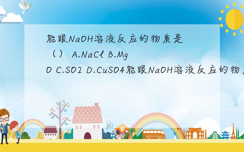 能跟NaOH溶液反应的物质是（） A.NaCl B.MgO C.SO2 D.CuSO4能跟NaOH溶液反应的物质是（）A.NaCl   B.MgO   C.SO2   D.CuSO4情说明理由.